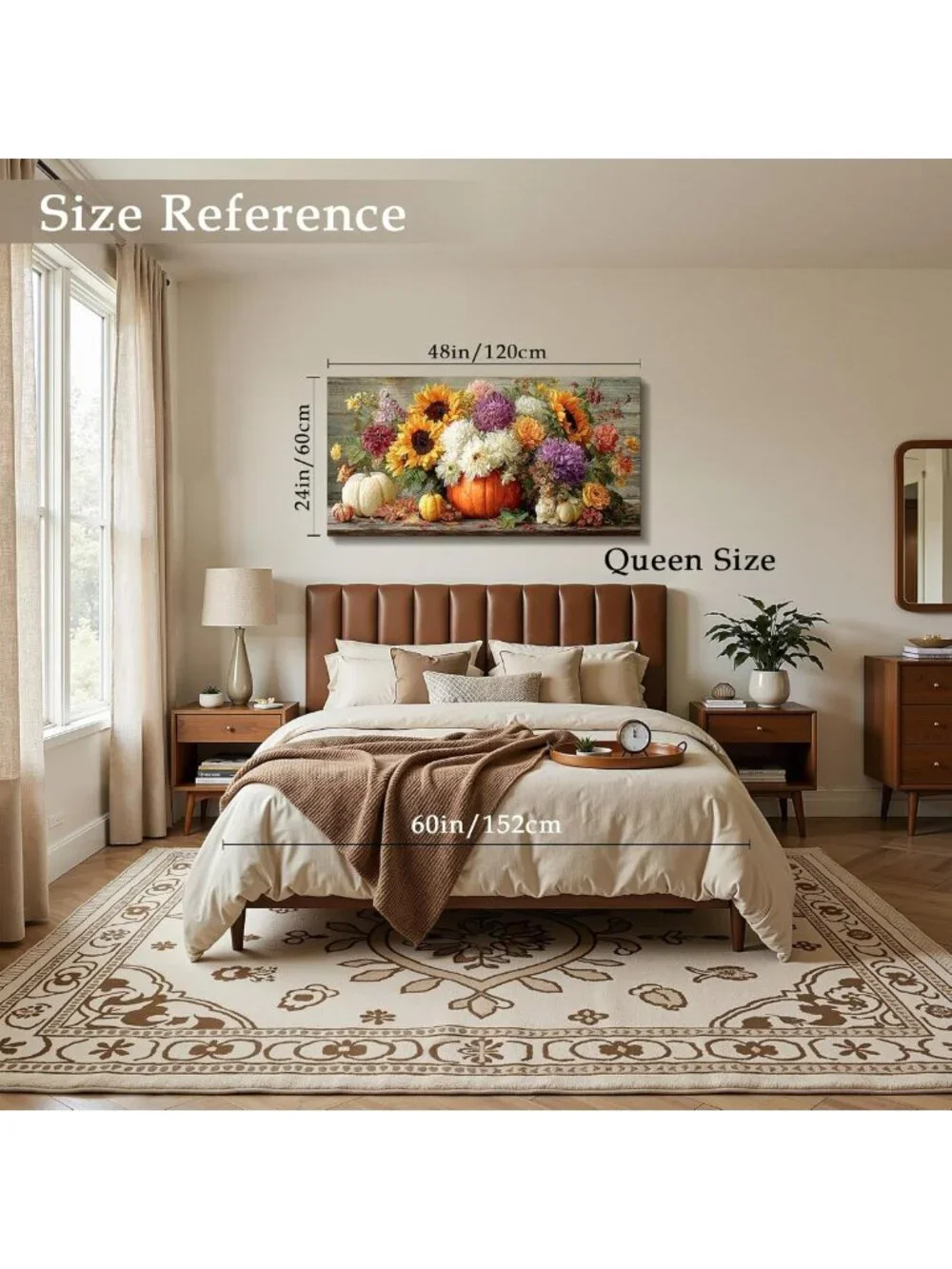 Autumn Wall Art Canvas Print - Pumpkin & Sunflower Decor for Cozy Home